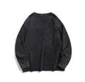Πλυμένο μαύρο vintage oversized μακρυμάνικο βαμβακερό μπλουζάκι για άνδρες στυλ high street - M / Tops / Πλυμένο Μαύρο