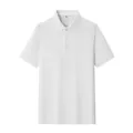 Classic white men's short-sleeved polo shirt with ribbed collar and three-button placket - S / Tops / White