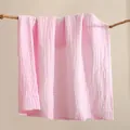 Weiches hellrosa 6-lagiges Musselin-Baumwoll-Babybadetuch und Neugeborenen-Wickeldecke - 9-lagig Verdickt Ultra Weich (110*105cm) / Rosa