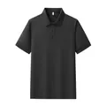 Professional black short sleeve polo shirt for men featuring a classic buttoned collar - S / Tops / Black
