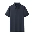 Premium navy blue men's short sleeve Polo shirt featuring a classic turn-down collar design - S / Tops / Navy Blue