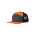 High-quality grey and orange seven-panel trucker mesh hat with breathable black mesh back - Adjustable / Orange