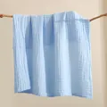 Weiches hellblaues 6-lagiges Mull-Babybadetuch und Baby-Einschlagdecke - 9-lagig Verdickt Ultra Weich (110*105cm) / Blau