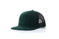 Professional dark green seven-panel trucker hat with black breathable mesh back panel - Adjustable / Green