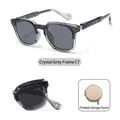 Faltbare Kinder-Sonnenbrille in Transparentgrau mit einer praktischen Tasche - Mit tragbarer Aufbewahrungstasche / Hell Transparent Grau Rahmen (C7)