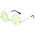Gafas de sol sin montura únicas con forma de concha, lentes verdes y montura dorada chic - Lente de PC / Montura Dorada Verde