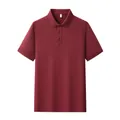 Classic men's burgundy short-sleeved polo shirt with lapel collar and three-button placket - Burgundy