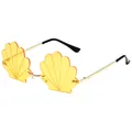 Gafas de sol de concha sin montura con lentes amarillas para fiestas en la playa y cosplay - Lente de PC / Montura Dorada Lentes Amarillas