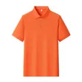 Classic vibrant orange short-sleeved Polo shirt featuring a business casual lapel collar - Orange Red