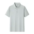 Classic light grey men's short-sleeved polo shirt with business lapel design - Light Gray