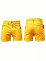 Pantaloncini casual da uomo giallo brillante slim fit con vista fronte e retro. - Taglia S / Pantaloni e gonne / Giallo