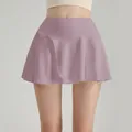 Jupe-short de yoga plissée mauve à taille haute avec short intégré pour le tennis - S / Bas / Violet