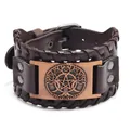 Pulsera de cuero vintage árbol de la vida vikingo nórdico para hombre estilo punk marrón - PU Cobre Rojo Antiguo