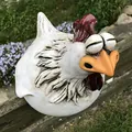 Funny big-eyed white chicken resin ornament for creative garden fence and patio decoration - Style A / 1 Piece