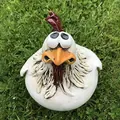 Funny big-eyed chicken resin garden ornament in white for outdoor lawn decoration - Style B / 1 Piece