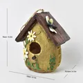 Casetta per uccelli in resina con trama di iuta e fiori, misura 16x13x10,5 cm - Nido a Forma di Sacco Ovale (BY24110)