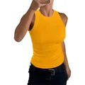 Débardeur côtelé jaune ajusté pour femme avec un design à col rond très élégant - Orange