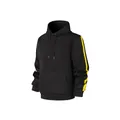 Men's black hooded sweatshirt featuring vibrant yellow sleeve stripes for sports and casual wear. - S / Tops / Black