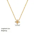 Elegant gold-plated four-leaf clover pendant necklace with clear stones, length 40+5cm - Mini Four-Leaf Clover Necklace (XKN6220) / Gold