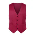 Professional slim fit men's single-breasted suit waistcoat in burgundy wine red color - 3XL / Burgundy