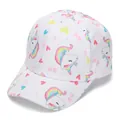 Cute children's white baseball cap featuring colorful unicorn and hearts print pattern - 52-54cm / 28# White Unicorn