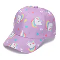 Purple children's baseball cap featuring cute colorful unicorn and heart patterns - 52-54cm / 29# Purple Unicorn