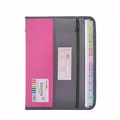 Tranbo Fächermappe mit 13 Fächern und Doppelreißverschluss in Rosa und Grau - Namensetikett-Edition für Studenten (Englisch) / Rosa