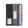 Tranbo 13-Fächer Fächermappe mit bunten Schulfach-Registern für Schüler in Grau/Schwarz - Namensetikett-Edition für Studenten (Englisch) / Schwarz
