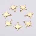Detail view of 7 gold eight-pointed star charms for DIY jewelry making and crafts - Single Hanger / 13*12mm / Gold