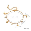 Bracelet élégant en acier titane doré avec breloques étoile et lune et mesures détaillées - Style Strass Étoile Lune (7988) / Or