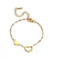 Bracelet coeur élégant en acier titane doré avec cristal étincelant pour femme - Style Coeur Creux (7865) / Or