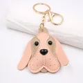 Pink beagle dog leather keychain with gold metal lobster clasp for bag charm pendant - Beagle Dog / Pink