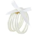 Set di 5 bracciali in silicone glitterato bianco con un fiocco decorativo in raso - Confezione da 5 / Bianco