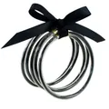 Elegante set di 5 braccialetti in silicone glitterato con un fiocco in nastro nero decorativo - Confezione da 5 / Nero