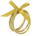Set di 5 braccialetti in silicone glitterato oro decorati con un fiocco giallo brillante. - Confezione da 5 / Oro