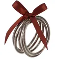 Set di 5 bracciali rigidi in silicone glitterato con fiocco in nastro rosso scuro. - Confezione da 5 / Caffè