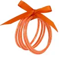 Set di braccialetti in silicone glitterato arancione con un fiocco di nastro coordinato - Confezione da 5 / Arancione