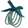 Set di cinque braccialetti in silicone glitterato verde con un fiocco decorativo coordinato - Confezione da 5 / Verde Scuro