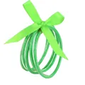 Set di 5 bracciali jelly glitterati verde fluorescente con fiocco in nastro di raso - Confezione da 5 / Verde erba