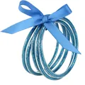 Set di 5 braccialetti in silicone glitterato blu con fiocco in nastro di raso - Confezione da 5 / Blu