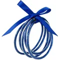 Set di 5 braccialetti in silicone blu glitterato con un fiocco decorativo in raso blu - Confezione da 5 / Blu zaffiro
