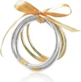 Elegante set di 5 bracciali in silicone glitterato con un fiocco in nastro di raso oro - Confezione da 5 / Mix (Oro+Argento)