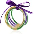 Set di 5 braccialetti in silicone glitterato con fiocco in raso viola - Confezione da 5 / Multicolore 4