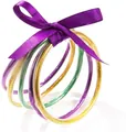 Set di 5 braccialetti in silicone glitterato con fiocco decorativo in nastro viola - Confezione da 5 / Colori Misti 5
