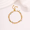 Bracelet élégant à double épaisseur en acier titane doré avec breloques colorées - Bracelet Pendentif Ampoule Colorée