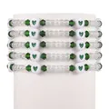 Set di braccialetti in cristallo bohémien con cuori verdi e perline bianche trasparenti - Verde Cuore Cristallo (ZXS0254-1)