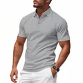 Polo da uomo grigia in rete a asciugatura rapida per abbigliamento business e golf - Taglia S / Top / Grigio