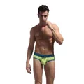 Brave Person men's low-waist swim briefs in neon yellow and navy blue with drawstring - S / Bottoms / Fluorescent Green
