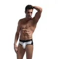 BRAVE PERSON men's low-rise swim briefs in classic black and white style - S / Bottoms / White Black