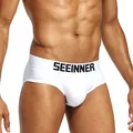 Slip classici da uomo in cotone pettinato bianco con logo SEEINNER sulla vita elastica - Taglia M / Pantaloni e gonne / Bianco